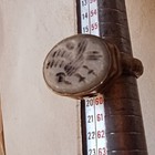 Ultra Rare Antique Bronze Ring With Engraved Stone Animal Figure Collector Piece