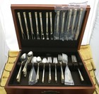 Wallace Sterling Silver Golden Aegean Weave Flatware Set 84 Pcs Wood Case Bags