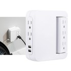 5 Outlet Extender 2 Usb Wall Tap Spacesaving Swivel 560 Joules 2 4a White For C