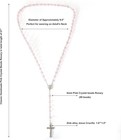 Pink Crystallized Glass Beads Rosary Necklace Holy Soil Medal   Silver Crucifix