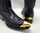 Western Cowboy Boot Tip Pair - Gold Finish Engraved Tips   Heels