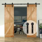 6-12ft Sliding Barn Door Hardware Kit For Double Door  Heavy Duty Steel System