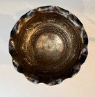 Repousse Silver Bowl Burma Origin Supported By 3 Ornate Feet Scallops Rim Animal