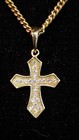 Vermeil Necklace Pendent Cross Religious Diamond Cluster Gold Over Sterling 925