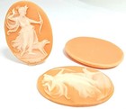 12 Vintage Goddess Diana   Dog Hunting 40x30mm Angelskin Oval Resin Cameos 1221p