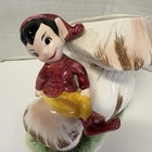 Vtg Lefton Elf Pixie Mushroom Planter Pot Glazed Ceramic Xmas Head Vase