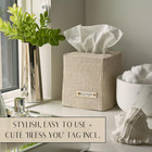 Beige Linen Tissue Box Cover For Bathroom And Home D  cor