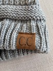 C  C Women s Nwt Warm Beanie Tail Gray Knit Ponytail Messy Bun Beanie Osfa