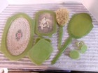 12 Piece Art Deco 1930 s 40s Green Celluloid   Bakelite Vanity Set