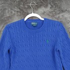 Polo Ralph Lauren Sweater Cable Knit Blue Cotton Crewneck Boys Youth Large