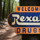 Vintage Rexall Drugs Porcelain Sign Drugs Walgreens Pharmacy Gas Oil 12 x 7 1 2 