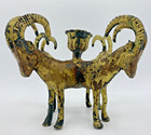 Antique French Gilded Bronze Candlestick 19th Century Rams