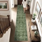 2x10 Green Vintage Washable Runner Rugs For Hallway Kitchen Boho Hallway 