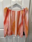 Calvin Klein Women   s Long Sleeve Fall Top Sz M Orange Pink White