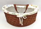 Vtg Longaberger Warm Brown Large Scallop Basket Fabric And Plastic Liners Htf