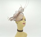 Sf542   Taupe  kentucky Derby Church Wedding Easter Tea Party Sinamay Fascinator