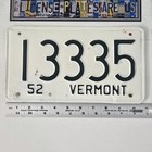 1952 Vermont License Plate      Original Vintage Vt Tag 13335