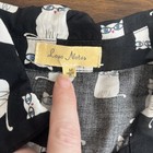 Love Notes Medium Cat With Glasses Black Tie Front Button Up Blouse Top  Whimsy