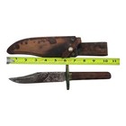 Vintage Antique Fixed Blade Bowie Knife Dagger Brass Guard   Sheath 10 1 4  Long