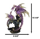 Metallic Purple Mother Dragon With Baby Family Statue 10 5 h Fantasy Home Decor
