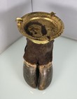 Vintage Taxidermy Bull Cow Hoof Brass Ashtray Leg Foot Buffalo Bison Ash Tray  a