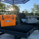 Pole America 35 Cooler 25 Quart Dual Bottle Openers Cup Holders Table Ruler