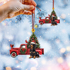 Personalized Dachshund Dog Christmas Ornament  Dachshund Dog Red Truck Ornament