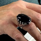 925 Men Large Onyx Gemstone Oval Onyx Handmade Engraved Ring