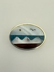 Vintage Alpaca Mexico Silver Inlay Trinket Pill Box Mother Of Pearl Turquoise