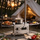 Portable Camping Wood Stove With Oven  Stainless Steel Tent Wood Burning Stove