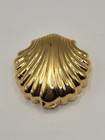 Vintage 70s Estee Lauder Azzure White Linen Solid Perfume Shell Compact Goldtone