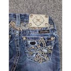 Miss Me Straight Leg Jeans Girls 12 Blue Ke8448s2 Fleur De Lis Embellished