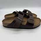 Birkenstock Arizona Sandals Mens 9 Narrow Dark Brown Birko-flor Slides Zogg1235