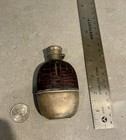 Antique Flask  Stamped  Silver And Alligator Skin  
