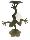 Tree Frog Funky Metal Green Statue  Candleholder