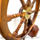 Wooden Ship Wheel With Brass Work Perfect For Nautical Theme Office   Home Decor