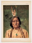 1890 Sitting Bull - Sioux Indian South Dakota - Original Lithograph Print Rare