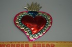 Mexican Folk Art Sacred Heart Ex-voto Milagro Tin Corazon Sagrado Wall Decor