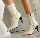 Womens High Heels Pointed Toe Rivets Ankle Boots Fashion Casual Club Party Shoes