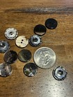 8 Vintage Antique Old Stock Small Mother Of Pearl 2hole Silver Buttons 1 2 Inch