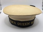 Rare Vintage Rms Queen Mary Souvenir British Sailor Flat Top Hat Cap Size 6 5 8