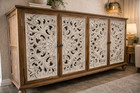 Boho Carved Sideboard Buffet Cabinet Vintage Credenza Storage Decor Cabinet Door