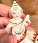 Vintage German Art Deco Half Doll Related Minstrel Boy Powder Puff Top