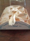 Vtg Pair Mrs  Day   s Ideal Cloth Baby Crib Shoes  Lace  Ribbon Ties  W box Size 1