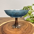 Rare Urart Signed Centerpiece Glass   Bronze Bowl Tree And Bird Jewelry Holder