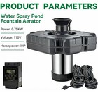 Pond Fountain Aerator 1hp 750w 110v Floating Pond Fountain Pump With Timer And 1