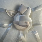 David s Bridal Collection Ivory Satin Ring Bearer Pillow Nib Ribbon Flower 7