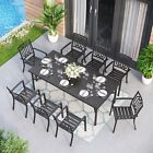 9 Piece Outdoor Dining Furniture Set Patio Table Chairs Set Stackable Chairs