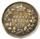 1917 Canada 5 Cents George V Sterling Silver Five Cent Coin