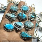 50pcs Lot  Turquoise Gemstone Rings 925 Sterling Silver Plated Bulk Jewellery